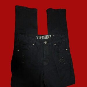 VIP black high rise straight leg distressed Jeans size 8
